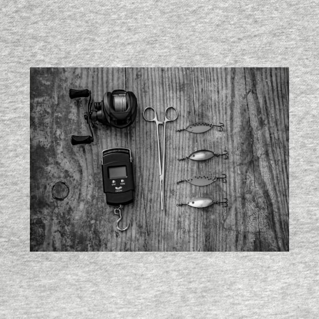 Fishing tackle flat lay by yackers1